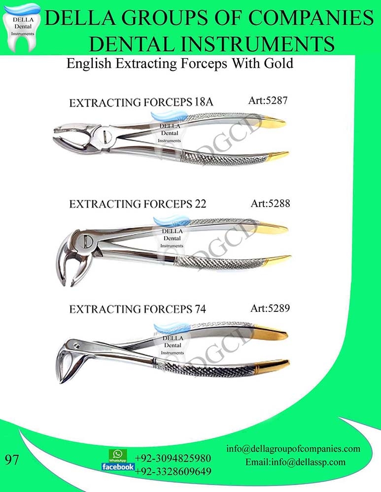 English Extracting Forceps with Gold